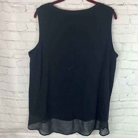 Adrienne Vittadini Black Tank with Sheer Back Hem Size XL - Picture 6 of 6